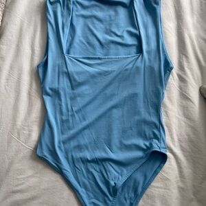Zara blue square neck bodysuit